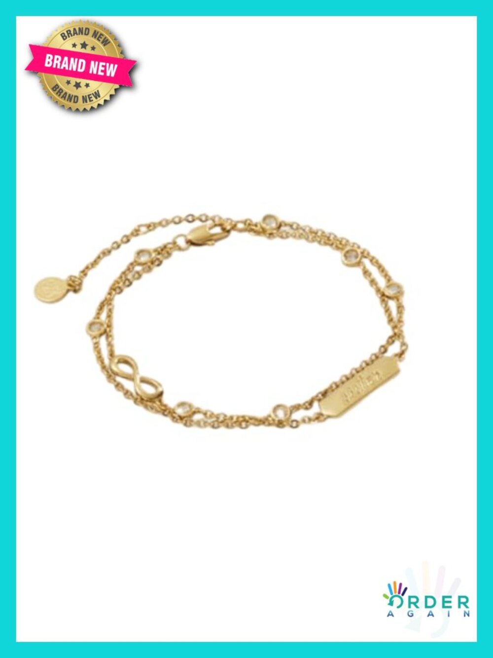 Brass Infinity Chain Double Strand Bracelet Sister Gift Adjustable